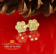 King of Bling's 4.12ct Cubic Zirconia 925 Yellow Silver Women's & Men's Hip Hop Flower Earrings KING OF BLINGS