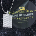 King of Bling's Dog Tag Shape 925 Sterling White Silver Pendant 12.60ct Cubic Zirconia Stone King of Blings