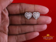 King of Bling's White Silver 1.0ct VVS 'D' Moissanite Floral Heart Stud Earring Men's/Womens King of Blings