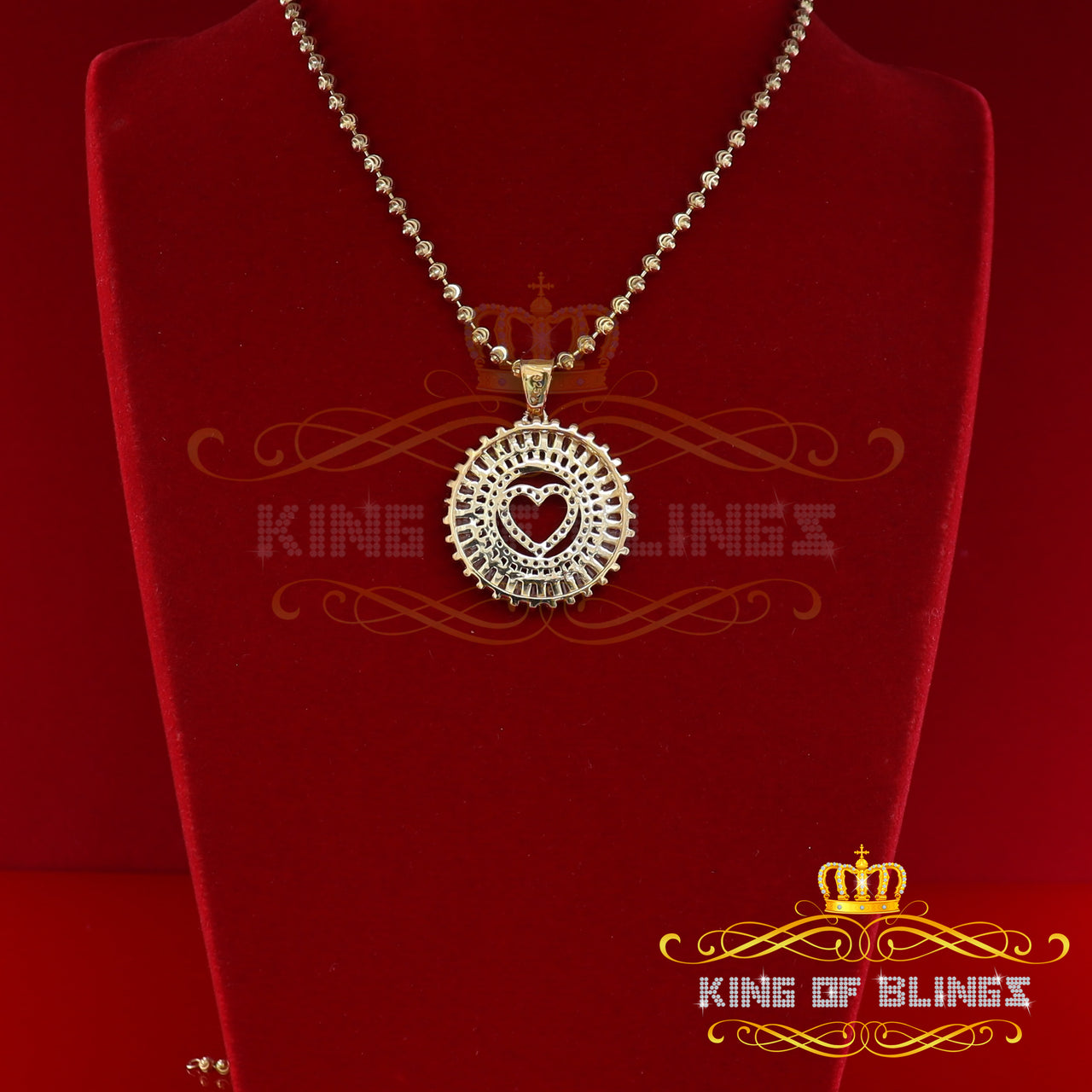 Yellow Sterling Silver Baguette HEART Shape Pendant with 3.96ct Cubic Zirconia KING OF BLINGS