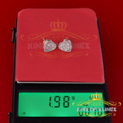 King of Blings-Micro Pave 0.66ct Real Diamonds 925 Yellow Silver Women's & Men's Heart Earrings KING OF BLINGS