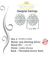 King of Blings- Aretes Para Hombre 925 White Silver 1.98ct Cubic Zirconia Round Women's Earrings KING OF BLINGS