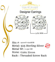 King of Bling's Aretes Para Hombre 925 Yellow Silver 2.96ctCubic Zirconia Round Women's Earrings KING OF BLINGS