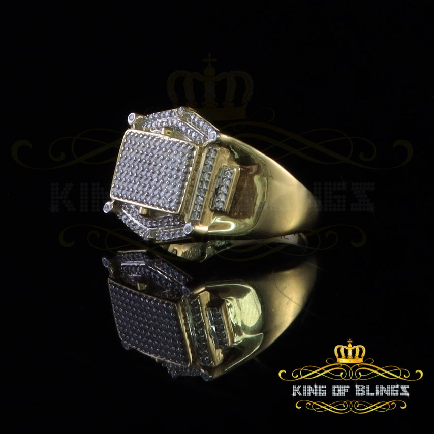 King Of Bling's 1.30ct Iced Out Yellow Cubic Zirconia Rectangle Fashion Ring Men's Big Size 11