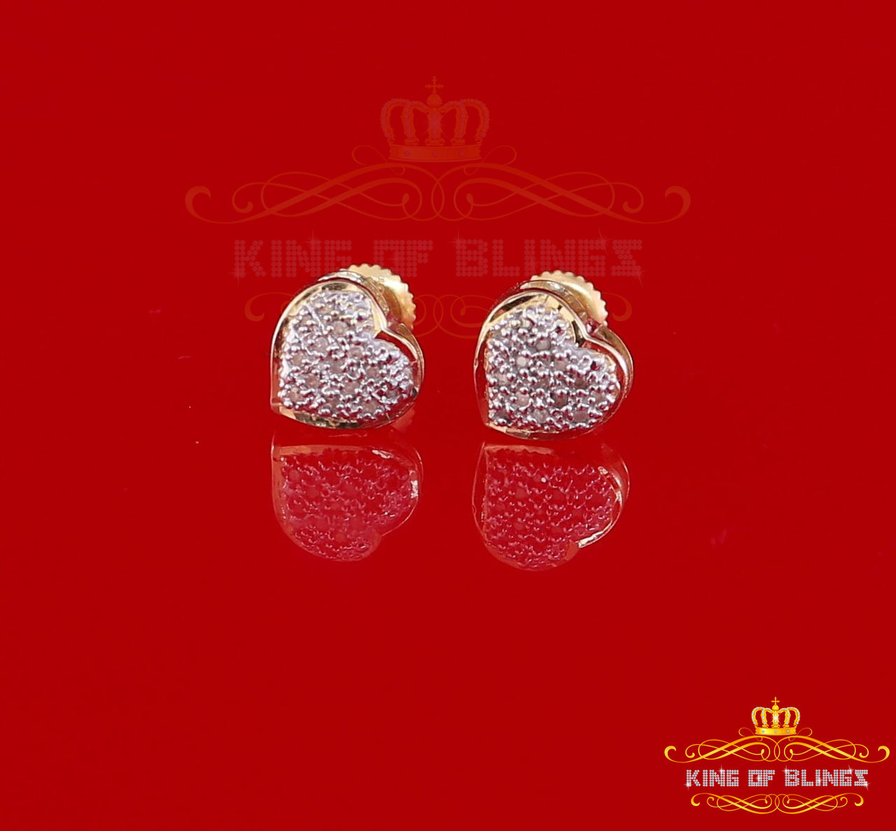 King of Blings-Aretes Para 925 Sterling Yellow Silver 0.12ct Diamond Women & Men Stud Earring