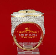 King Of Bling's Yellow Sterling Silver11.50ct Cubic Zirconia Men's Adjustable Ring From SZ 9to11 KING OF BLINGS