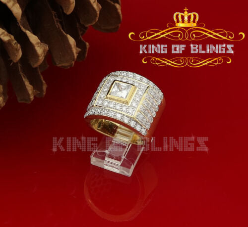 King Of Bling's 925 Sterling Yellow Silver Square 5.25ct Cubic Zirconia Fancy Men's Ring Size 10 KING OF BLINGS