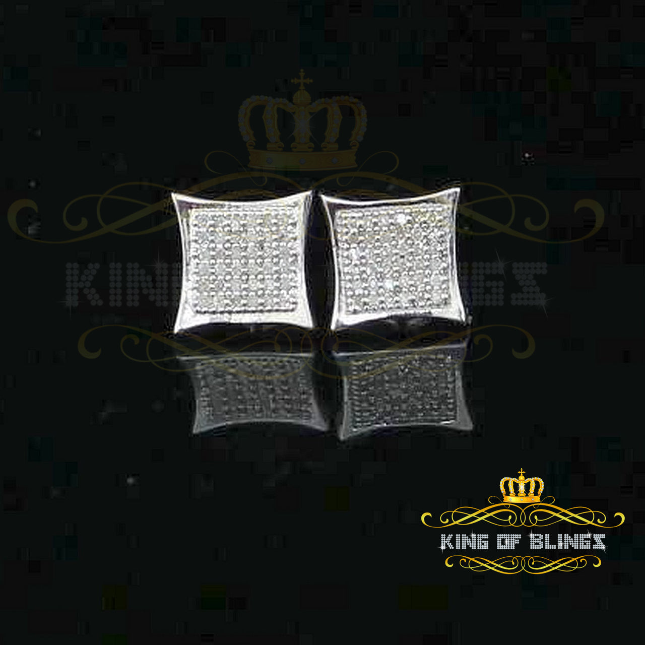 King Of Bling's Aretes Para Hombre 925 Silver 0.20ct Diamond Women's & Men's White Kite Earring
