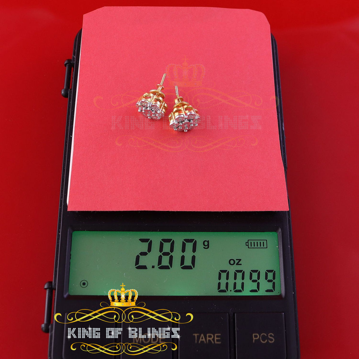 King Of Bling's 0.05ct Diamond Sterling Silver Yellow Floral Style Earrings For Men's & Women's KING OF BLINGS