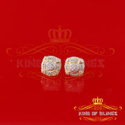 King of Bling's Aretes Para Hombre Silver 0.25ct Diamond For Ladies / Gent's Yellow Stud Earring KING OF BLINGS