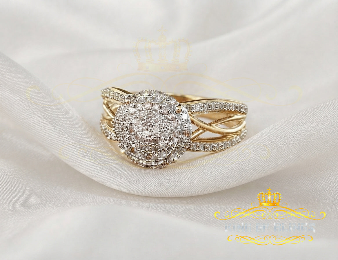 King Of Bling's 0.50 CT Real Diamond 925 Sterling Yellow Silver Shine Womens Round Ring Size 7 KING OF BLINGS