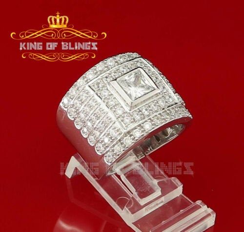 5.25ct White Silver Square Cubic Zirconia Men's Adjustable Ring From SZ 10 to 12 KING OF BLINGS