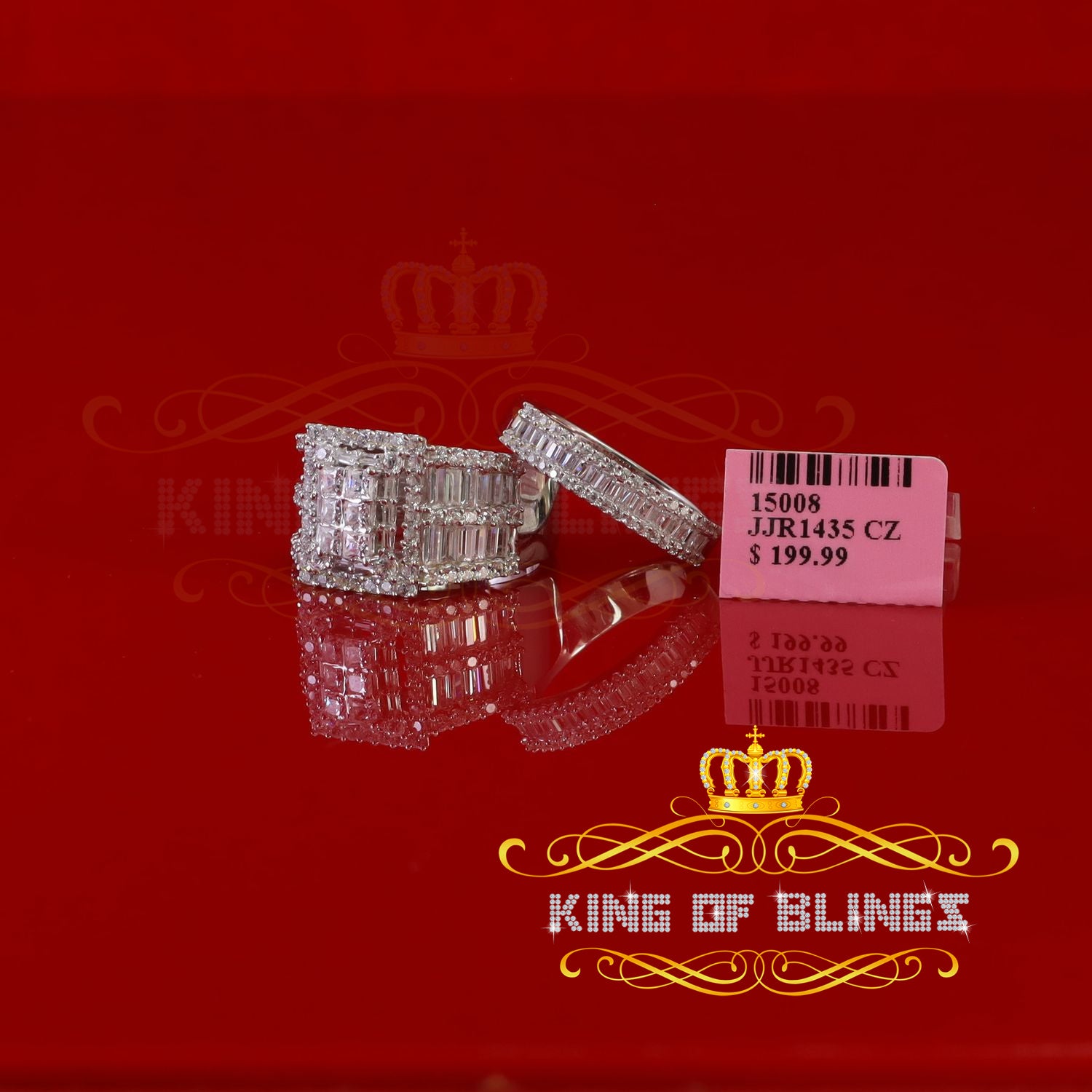 King Of Bling'sSterling White Silver Square 5.00ct Cubic Zirconia Bridal Womens Ring Size 8 KING OF BLINGS