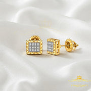 King Of Bling's 925 Sterling Silver 0.10ct Small Diamond For Women's & Men's Yellow Stud Earring KING OF BLINGS