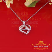 King Of Bling's White Silver 0.20ct Cubic Zirconia Heart MOTHER CARING Pendant for Mothers Day KING OF BLINGS