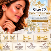 King of Bling's Women's 0.17ct Cubic Zirconia Butterfly Stud Earrings Yellow 925 Sterling Silver KING OF BLINGS