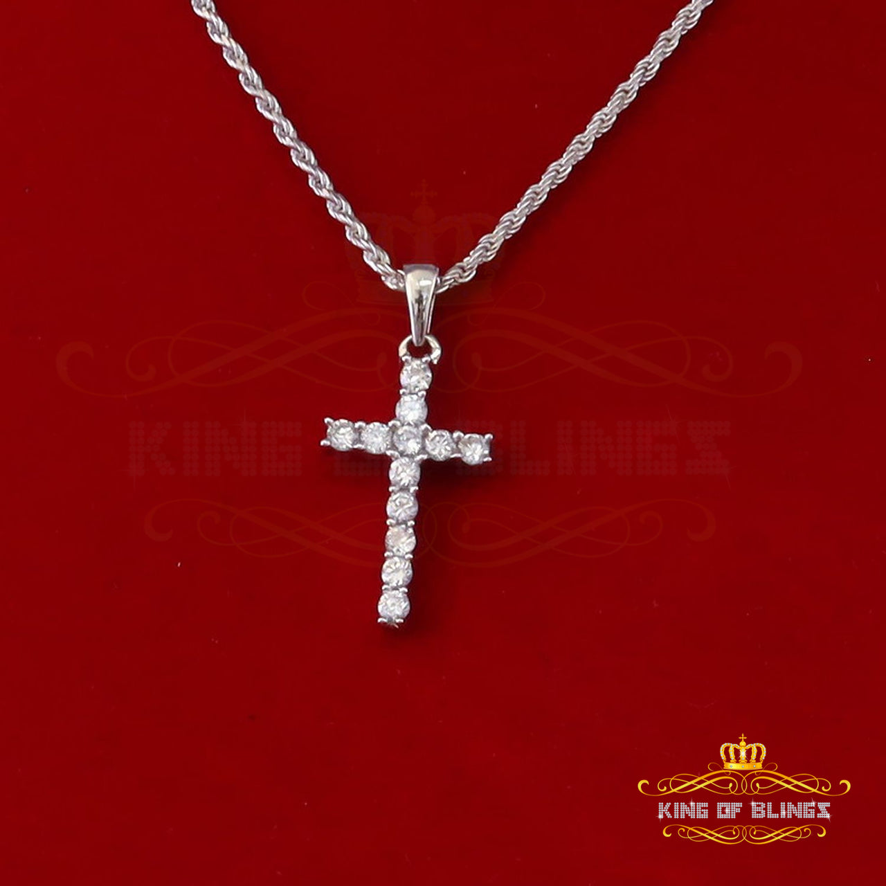 Promise White CROSS Shape Pendant Sterling Silver 2.04ct Cubic Zirconia Stone