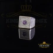 White19.00ct Sterling Silver Cubic Zirconia Men Adjustable Ring From SZ 9 to 11 KING OF BLINGS