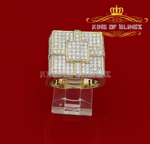 King Of Bling's Silver Yellow 6.00ct Cubic Zirconia Square Adjustable Ring From Size 10 to 12 KING OF BLINGS