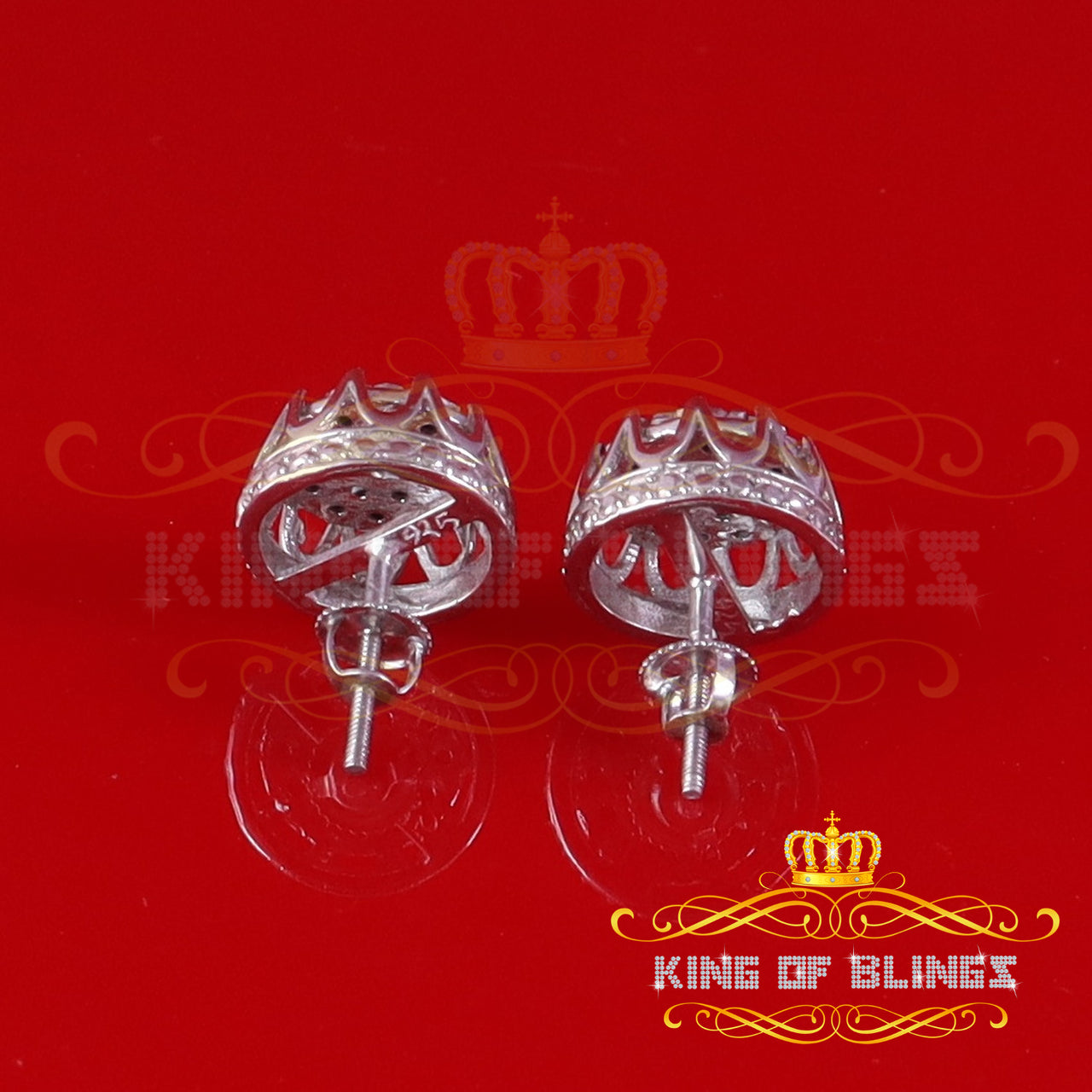 King Of Bling's 0.07ct Diamond 925 Sterling White Silver for Men's & Womens Stud Round Earrings KING OF BLINGS
