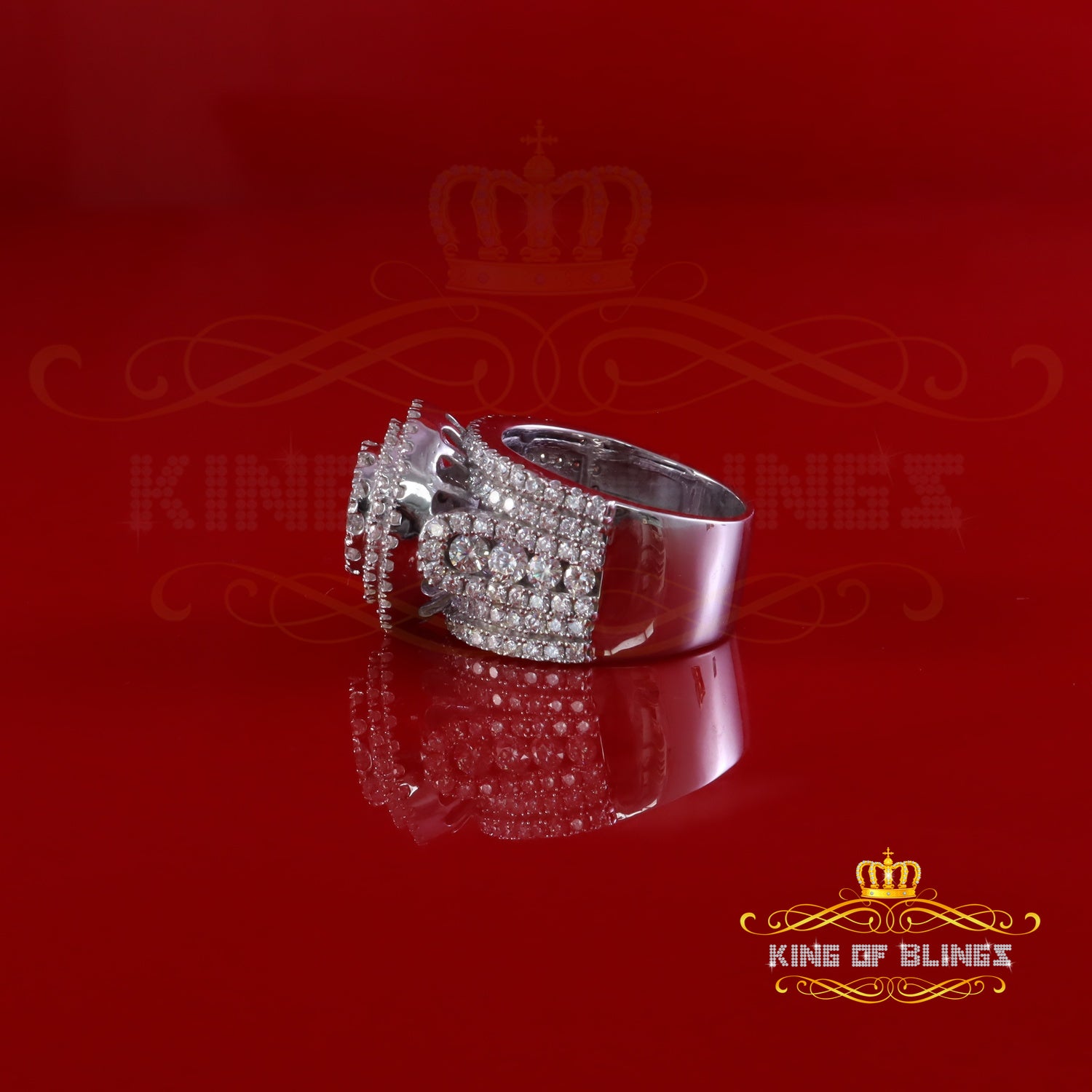 King Of Bling's 4.00ct VVS 'D' 925 Silver Moissanite Stone Cluster White Men's Rings Size 8 King of Blings