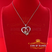 King Of Bling's 0.03CT Real Diamond Double HEART Sterling Silver with White Charm Pendant KING OF BLINGS