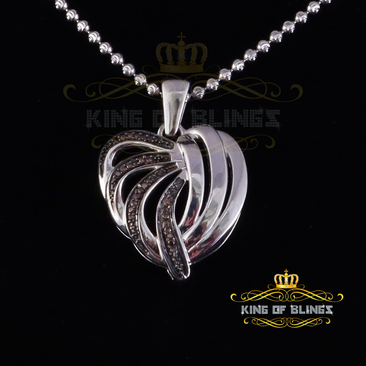 King Of Bling's King Of Bling's White Heart Shape 925 Silver Pendant 0.22ct Cubic Zirconia