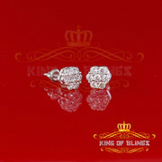 King of Blings- White 925 Sterling 1.96ct Cubic Zirconia Silver Women's Hip Hop Floral Earrings KING OF BLINGS