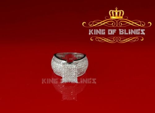 King Of Bling's2.05ct Cubic Zirconia White Silver Set Women's Square Ring Size 7