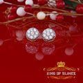 King of Blings- 3.28ct Cubic Zirconia 925 White Silver Women's & Men's Hip Hop Flower Earrings KING OF BLINGS