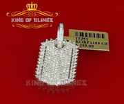 Special White 925 Sterling Silver Dog Tag Shape Pendant 3.93ct Cubic Zirconia KING OF BLINGS