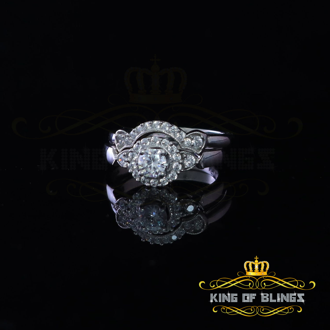 King Of Bling's925 Silver Sterling White 1.40ct CZ Wide Flower 7 stone Womens Ring Size 7