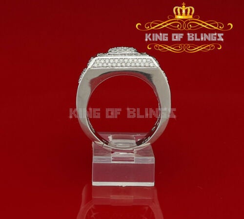 King Of Bling'sSterling White 3.50ct Cubic Zirconia Square Men Adjustable Ring From SZ 9 to 11 KING OF BLINGS