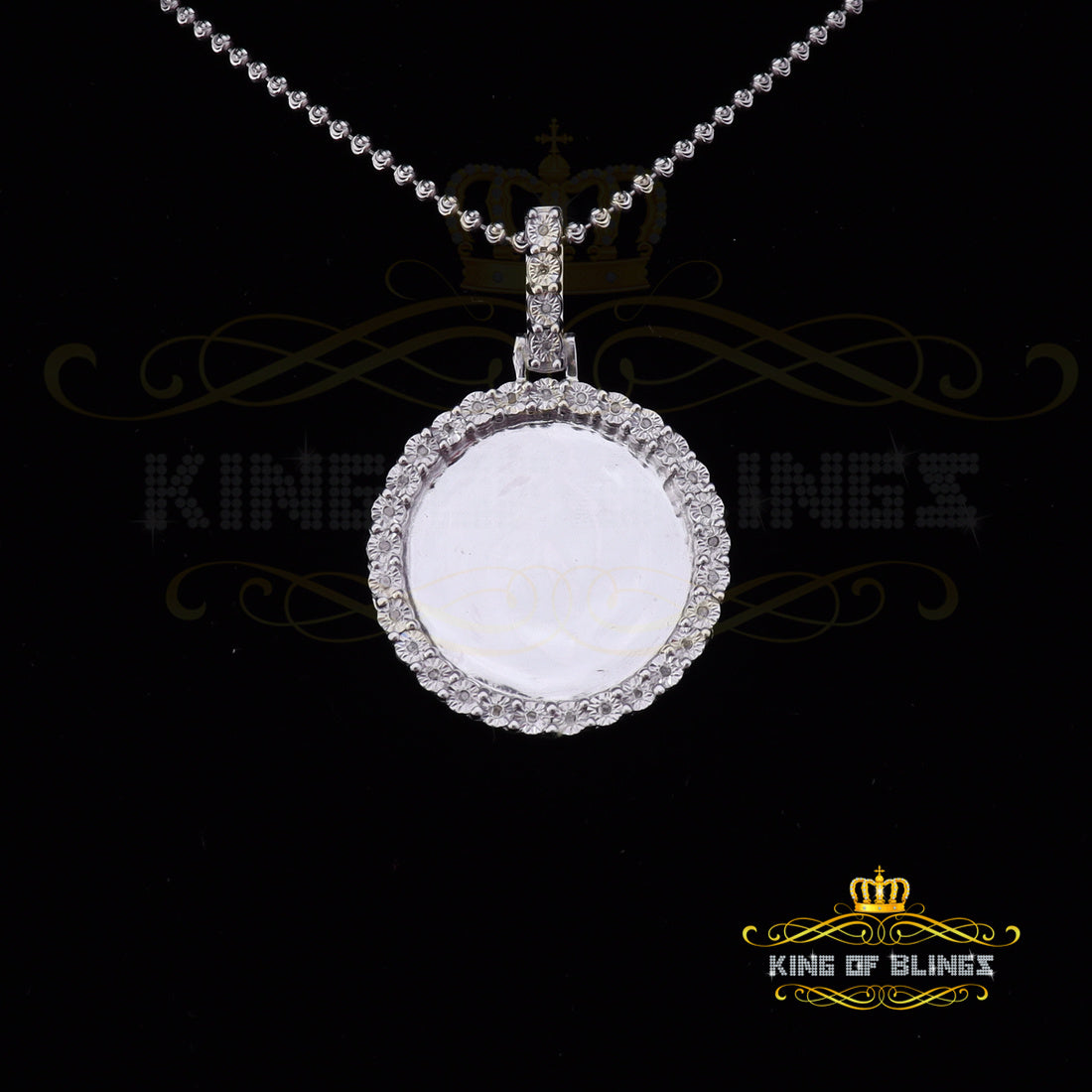 King Of Bling's Real 0.50ct Diamond 925 Sterling Silver 1.25" PICTURE Fashion White Pendant KING OF BLINGS