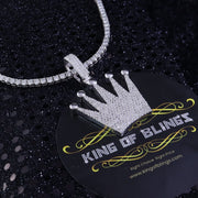 King Of Bling's Promise Crown Shape Pendant White 925 Sterling Silver 5.95ct Cubic Zirconia KING OF BLINGS