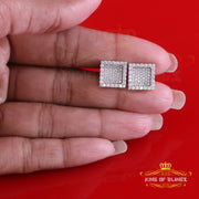 King of Bling's 925 White Silver 1.00ct VVS 'D' Moissanite Square Stud Earring Men's/Womens King of Blings