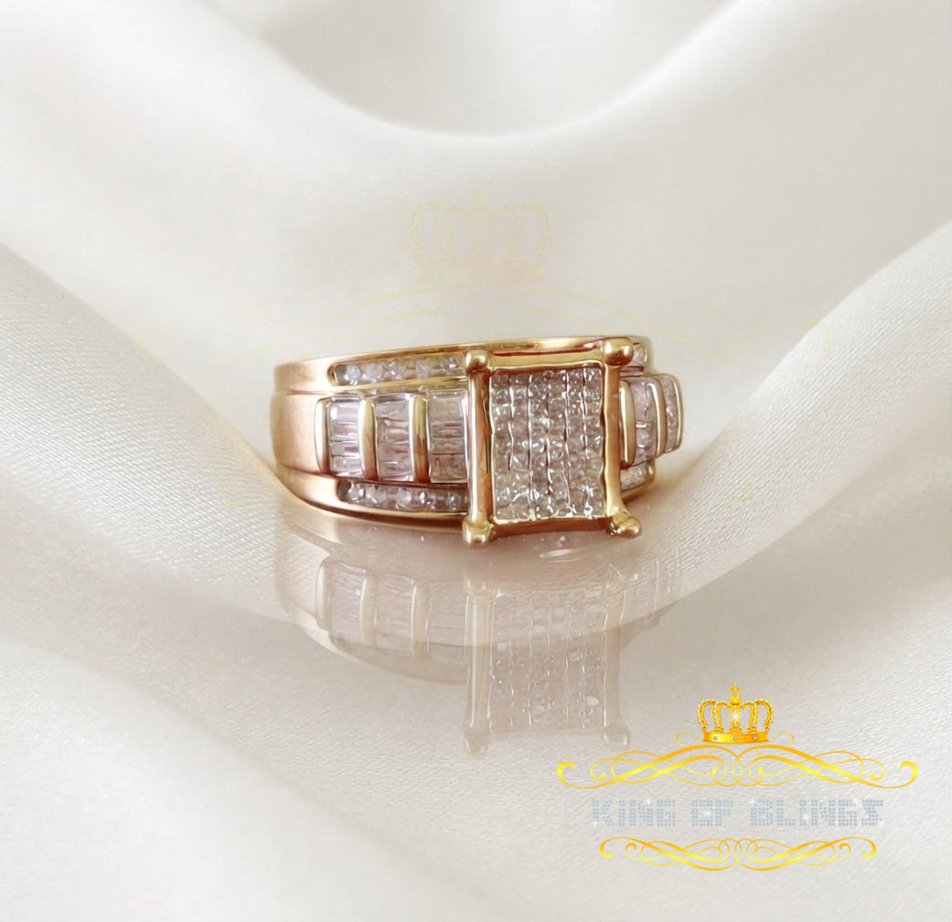 King Of Bling's Real Diamond 0.75 CT Sterling Silver Womens Yellow Rings Size 7 Square Shape KING OF BLINGS