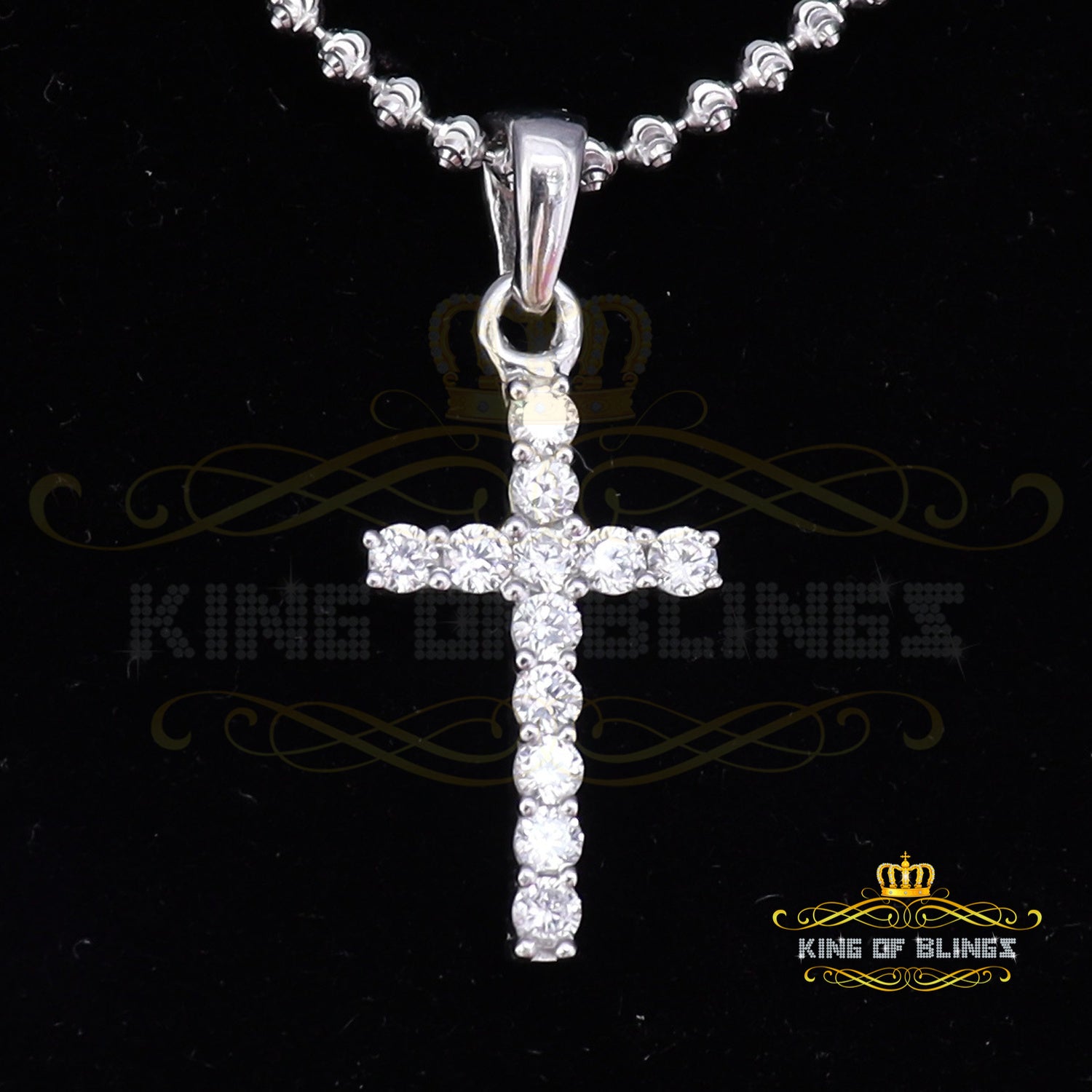 White Beautiful CROSS Shape Sterling Silver Pendant 1.32ct Cubic Zirconia stone KING OF BLINGS