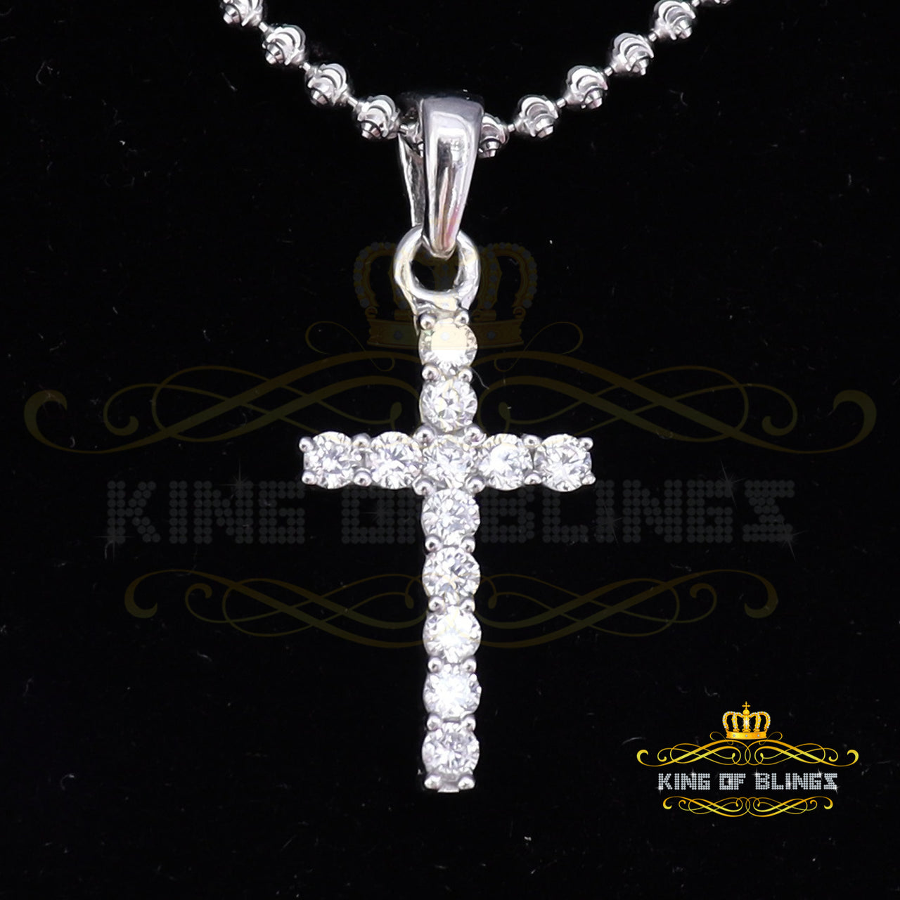 White Beautiful CROSS Shape Sterling Silver Pendant 1.32ct Cubic Zirconia stone KING OF BLINGS