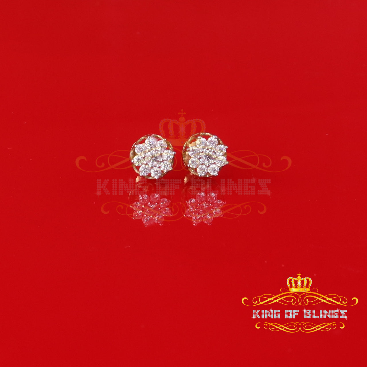 King  of Bling's Men's/Womens 925 Silver Yellow 0.50ct VVS 'D' Moissanite Round Stud Earrings KING OF BLINGS