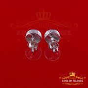 King Of Bling's 0.10ct Diamond 925 Sterling Silver White For Men's / Women's Round Style Earring KING OF BLINGS