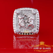 King Of Bling's925 Sterling White 2.18ct Cubic Zirconia Silver 2 Lion Men's Ring Size 10 KING OF BLINGS