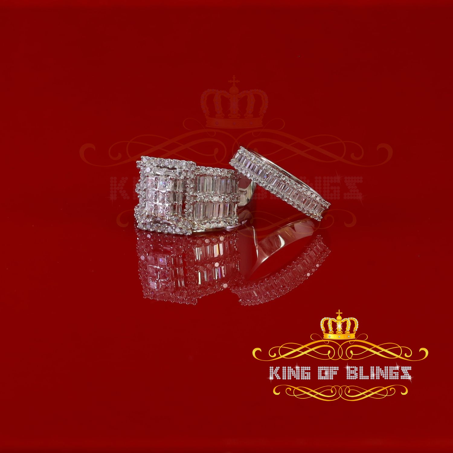 King Of Bling'sSterling White Silver Square 5.00ct Cubic Zirconia Bridal Womens Ring Size 8 KING OF BLINGS