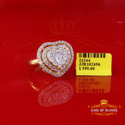 King Of Bling's Yellow Double Heart Real Diamond 0.33ct 925 Sterling Silver Womens Ring SZ 7 King of Blings