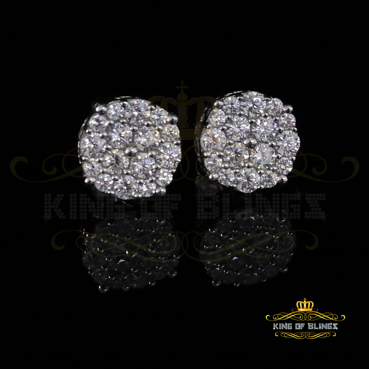 King of Blings- Aretes Para Hombre 925 White Silver 2.0ct Cubic Zirconia Round Women's Earrings KING OF BLINGS