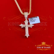King Of Bling's Charm Cross Pendant Shiny 2.0ct VVS D Moissanite Yellow Silver Men's & Women's KING OF BLINGS