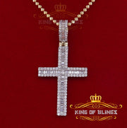 Yellow 925 Sterling Silver Baguette Cross Pendant with 3.22ct Cubic Zirconia KING OF BLINGS