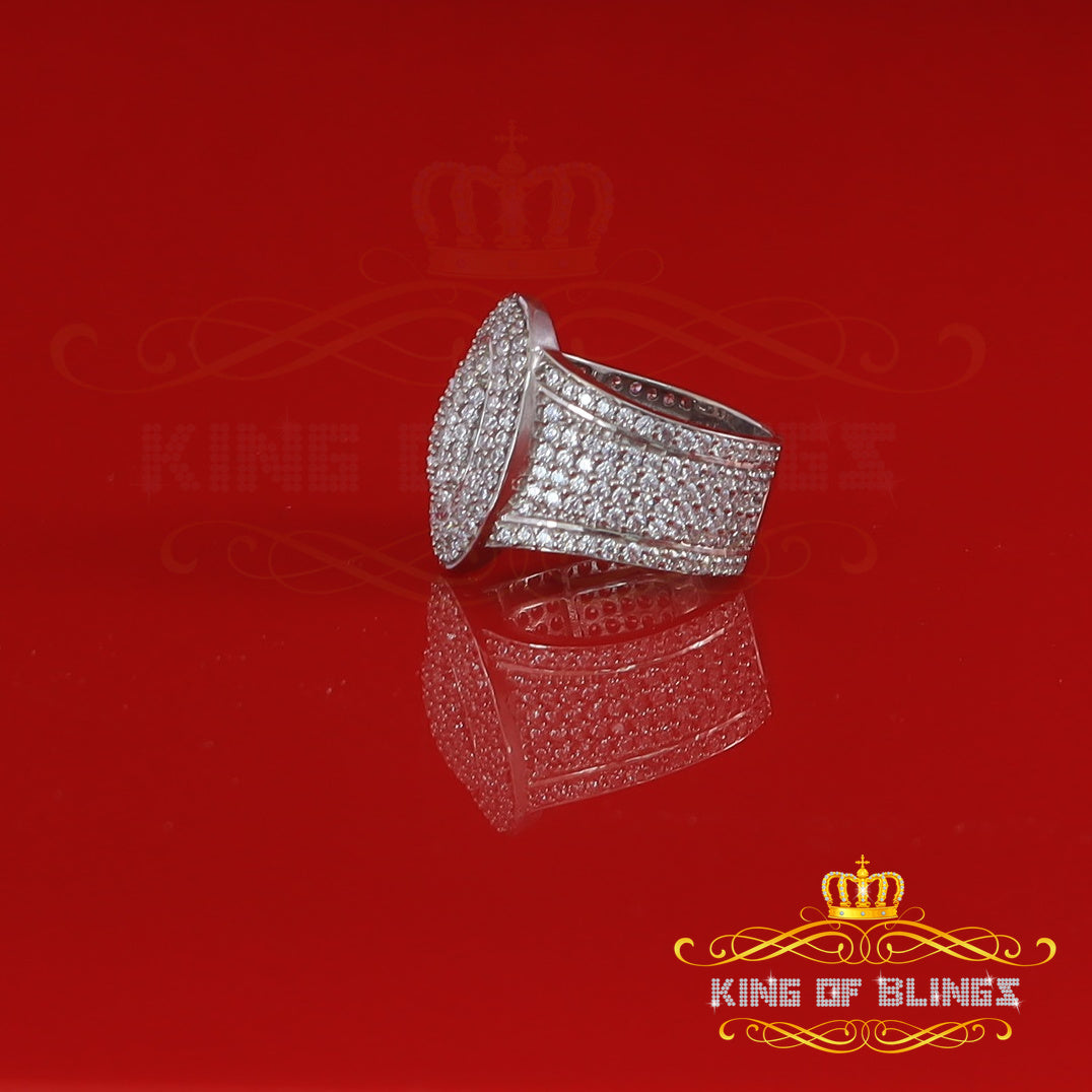 King Of Bling's925 Sterling Silver White 7.50ct Cubic Zirconia Oval Men's Big Ring Size 9 KING OF BLINGS