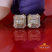 King  of Bling's 925 Yellow Silver 1.25ct VVS 'D' Moissanite Rectangle Stud Earring Men's/Womens King of Blings