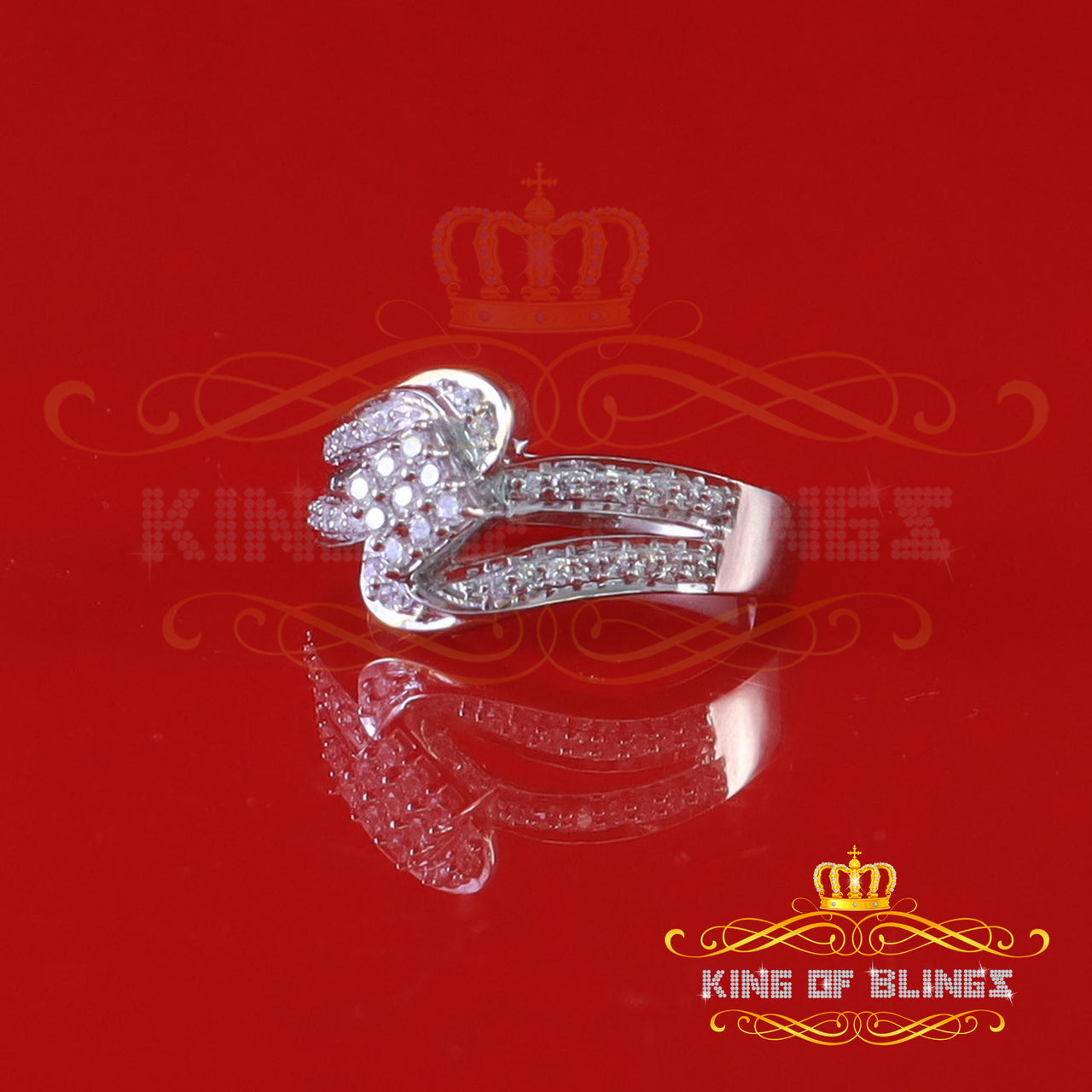 King Of Bling's1.00ct 925 Sterling White Silver 'Z' Round Cubic Zirconia Women's Ring Size 7.5